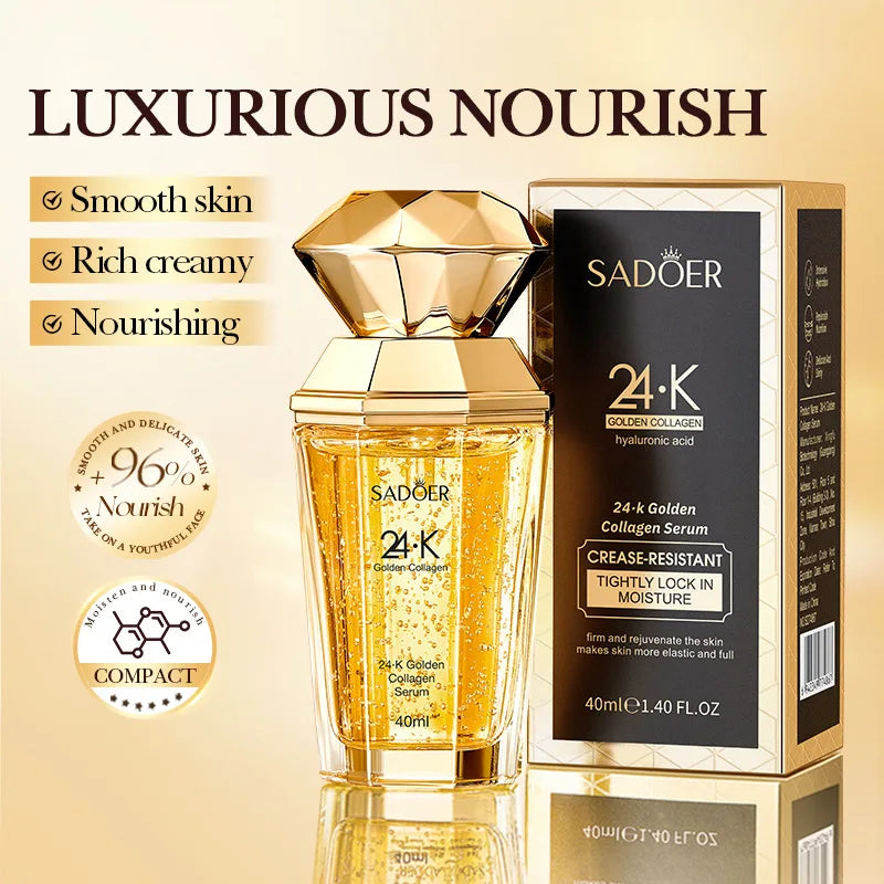 SADOER 24K Golden Collagen Serum for face Moisturizing Anti Wrinkles Hydrating Anti-aging Facial Essence Skin Care Products TechVisio