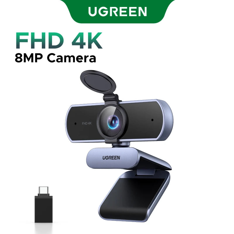 UGREEN 4K FHD 1080P Webcam 8MP for PC, PDAF Auto Focus, Dual AI Noise-Cancelling Mics, Web cam Camera for Zoom/Teams/Google Meet TechVisio