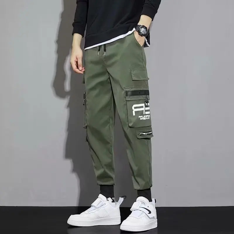 Classic Streetwear Casual Men Ribbons Harem Jogging Pants Male Slim Fit Spring Cargo Pants Multi-Pockets Women Trousers K94 TechVisio