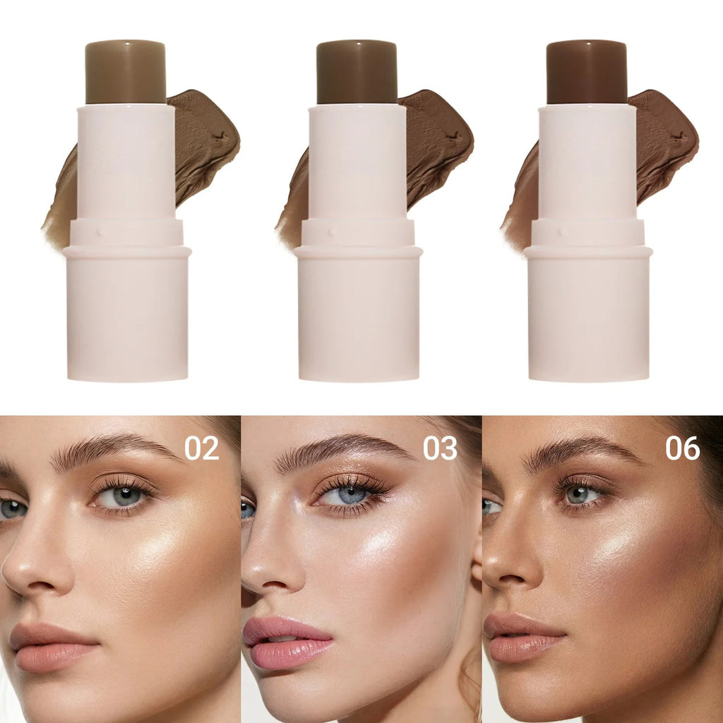 LANGMANNI Tri-Color Multi-Functional Face Brightening Contour Stick Contouring & Brightening Skin-Perfecting Stick TechVisio