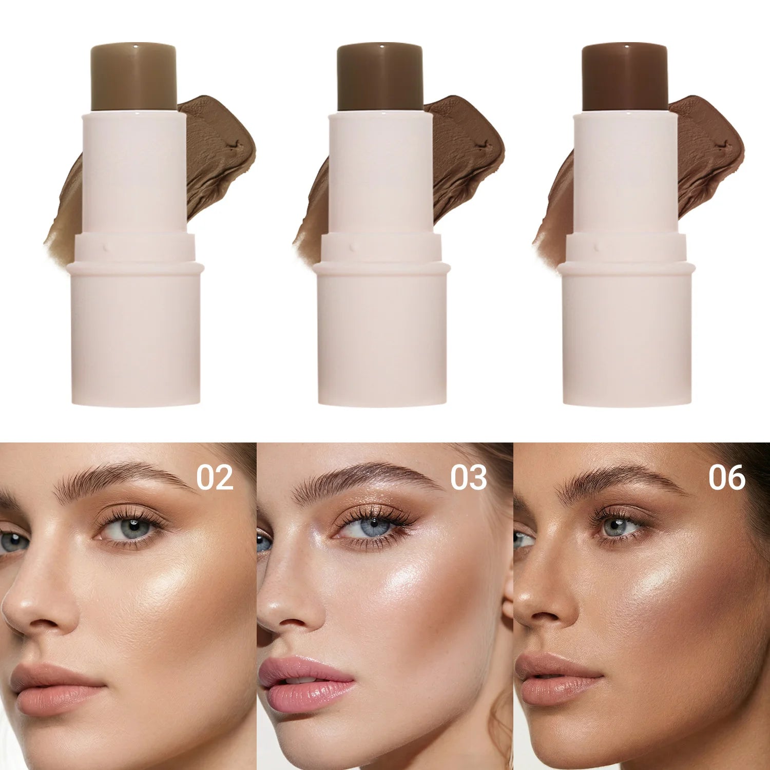 LANGMANNI Tri-Color Multi-Functional Face Brightening Contour Stick Contouring & Brightening Skin-Perfecting Stick TechVisio