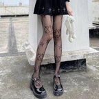 Lolita Girls Cute Pentacle Print Tights Women Sexy Gothic Punk Magical Five-Pointed Star Mesh Fish Net Pantyhose Body Stockings TechVisio