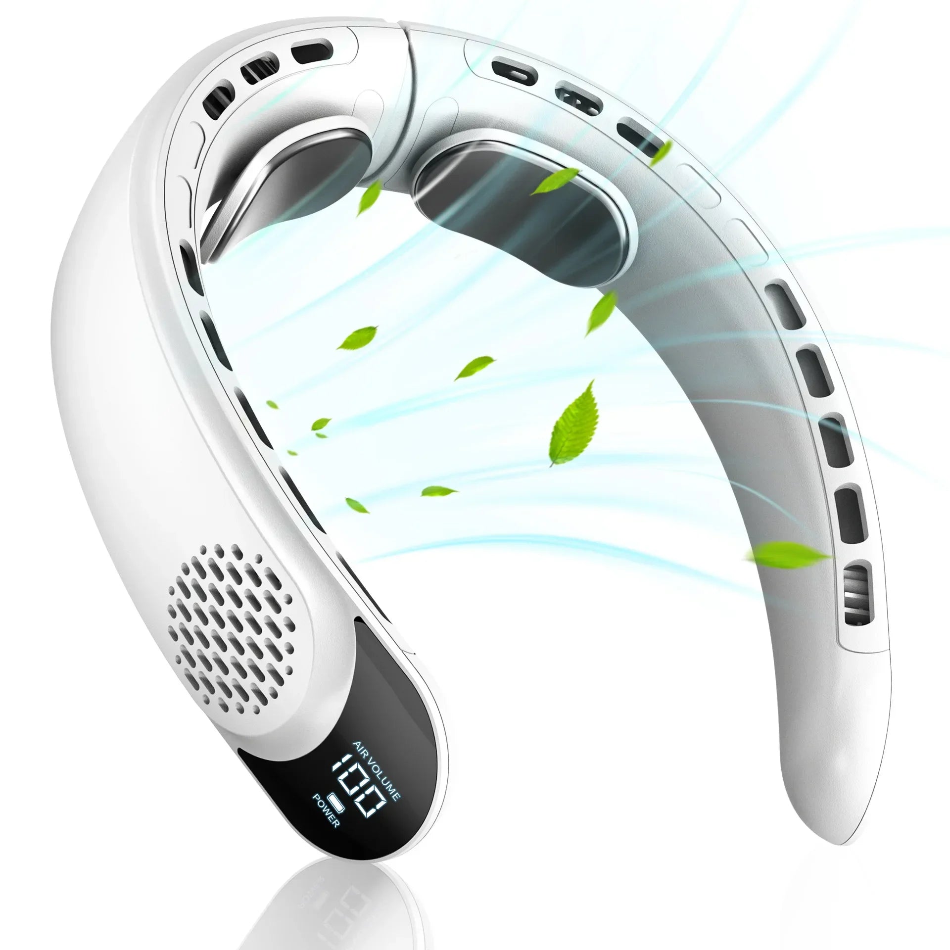 Ventilateur Tour de Cou 4 Turbines – 4000mAh, LED, Sans Lame