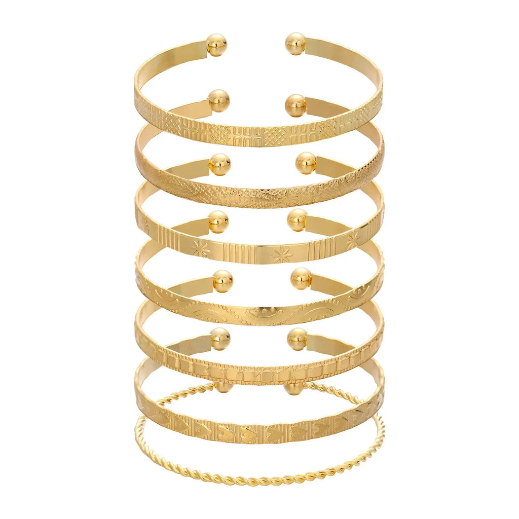 Set 7 Bracelets Bohème Dorés – Manchette Femme Style Tendance DAIPAN