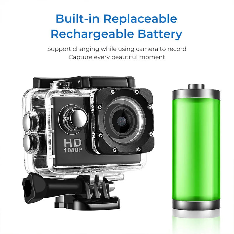 Underwater Waterproof Sports Camera Multifunctional Outdoor Riding Sports DV Skiing Diving Action Camera Video Camera For Helmet TechVisio