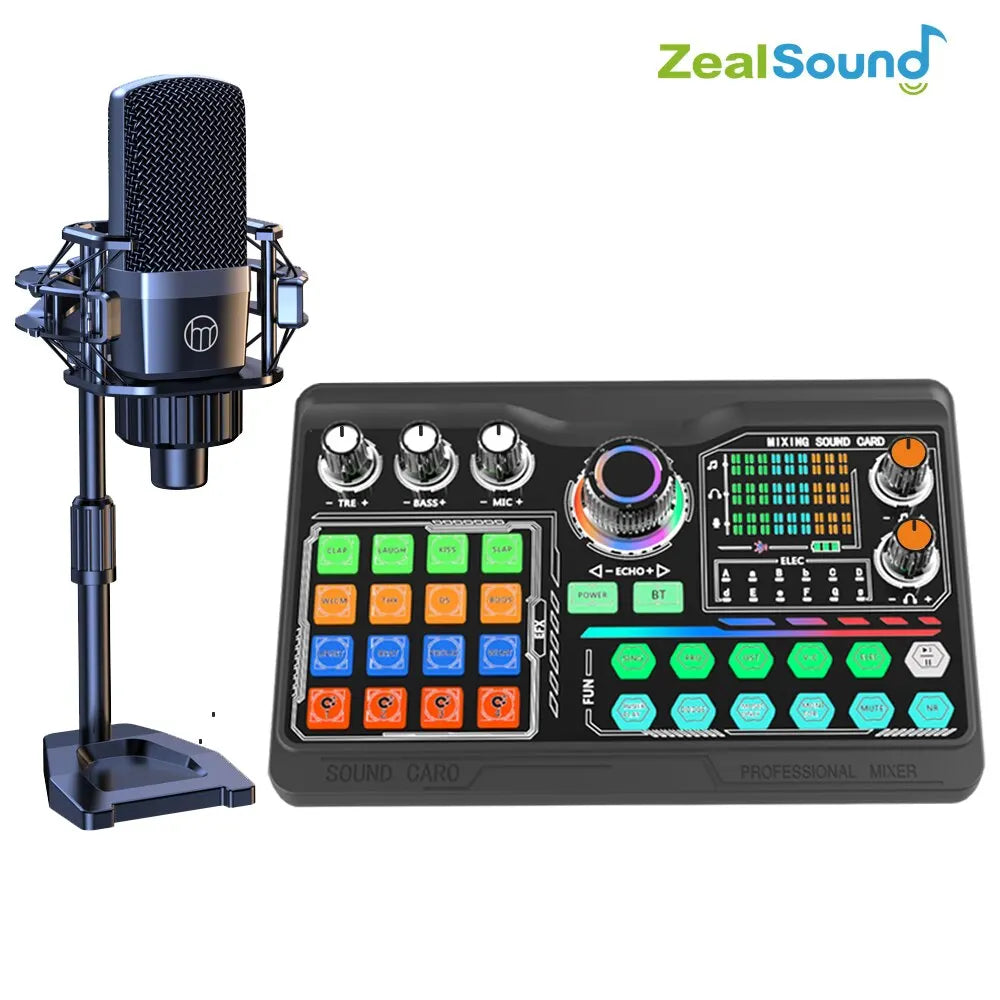 ZealSound P300 Podcast Kit – DJ Sound Card | XLR Mic | 4 Live Modes