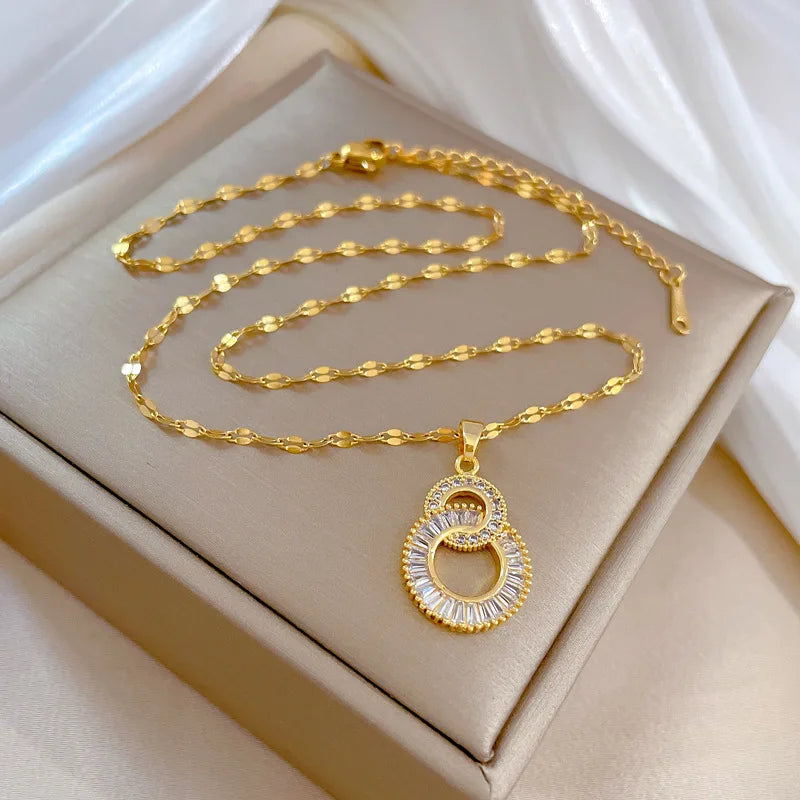 Collier Cœur Zircon Doré – Acier Inoxydable | 18 Designs