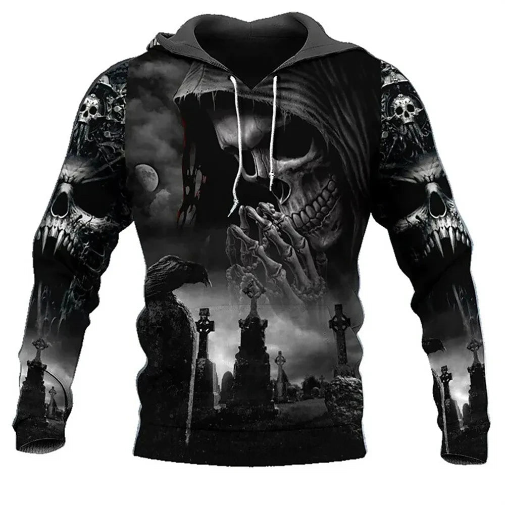 Vintage Skull 3D Print Hoodie Men/Women Casual Fashion Hoodies 2026 Pullover Sweatshirts Oversized Unisex Men Coat TechVisio