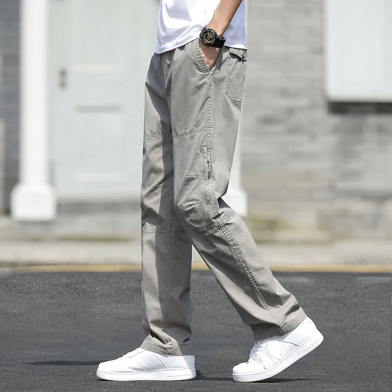 Men's Pants New Cargo Pants Outdoor Casual Pants Cotton Comfortable Thin Style Sweatpants Multi-Pocket Work Pants TechVisio