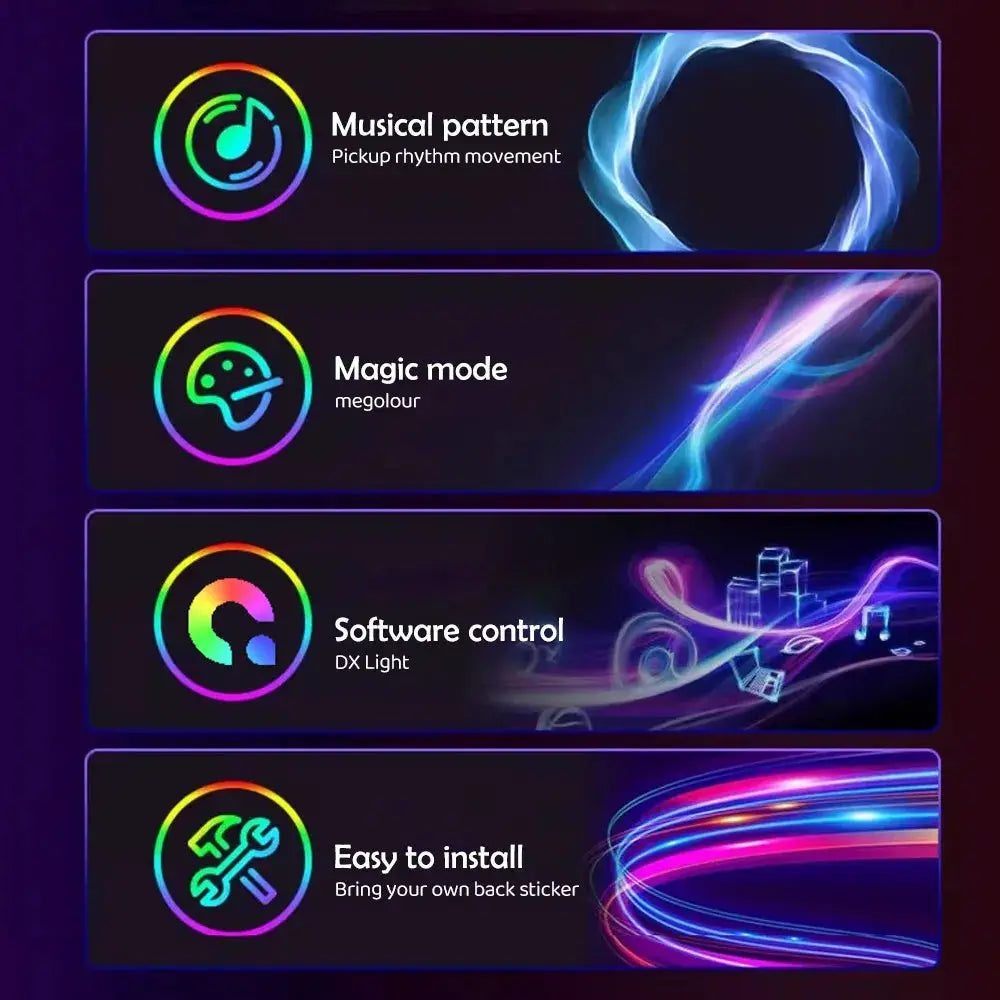 Bandeau LED RGB Gaming Sync – Moniteur 24"-34" | Sync Écran & Musique | App TechVisio