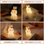 Veilleuse Lapin Mignon – Lumière Colorée ou Chaude, Variateur Tactile & Minuterie TechVisio