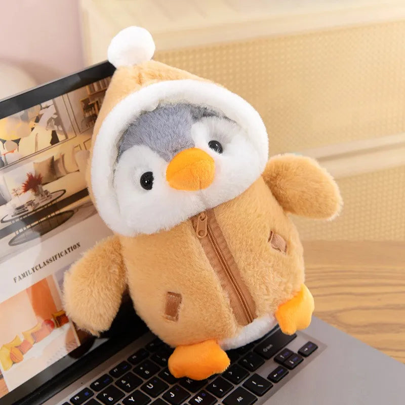 25cm Cute Penguin Plush Toy Baby Comforting Sleep Doll Fluffy Penguin Wearing Clothes Hats Stuffed Animal Pillow Birthday Gifts TechVisio