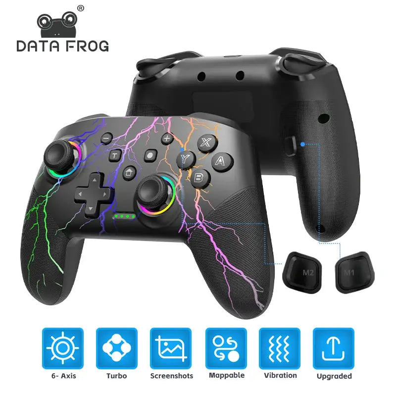 Manette Pro Switch DATA FROG – RGB | Gyroscope | Turbo | 15h TechVisio