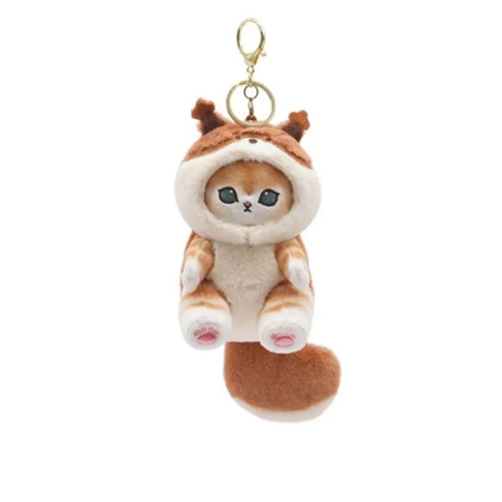 Cute Cat Disguised as a Long-Tailed Animal Plush Keychain Pendant Small Doll Gift Soft Keyring for Animal Lovers TechVisio