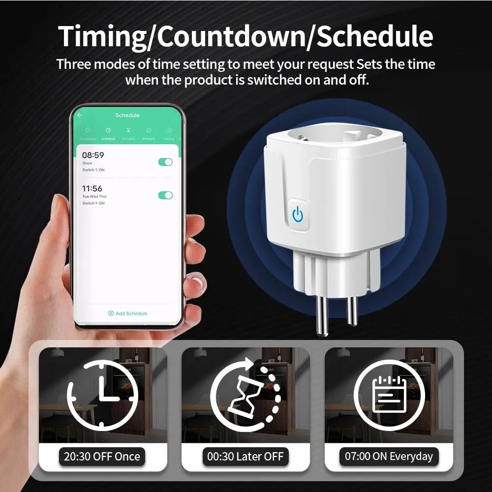 Prise Connectée TNCE Tuya – WiFi/Zigbee 3.0 | 16A/20A | Alexa Google Home TechVisio