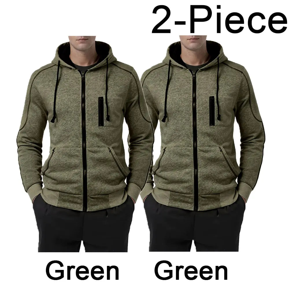 Men's Full Zip Hoodie Jacket Hooded Plain Pocket Sports Outdoor Daily Sports Hot Stamping Designer Basic Casual Sweatshirts TechVisio