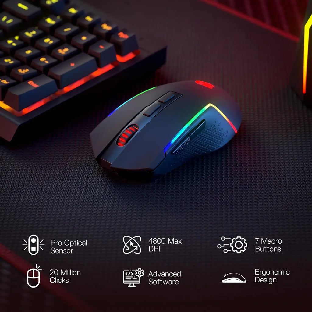 Redragon S142 Gaming Keyboard and Mouse Combo – Wireless, RGB, 98 Keys, 5 DPI, Win & Mac