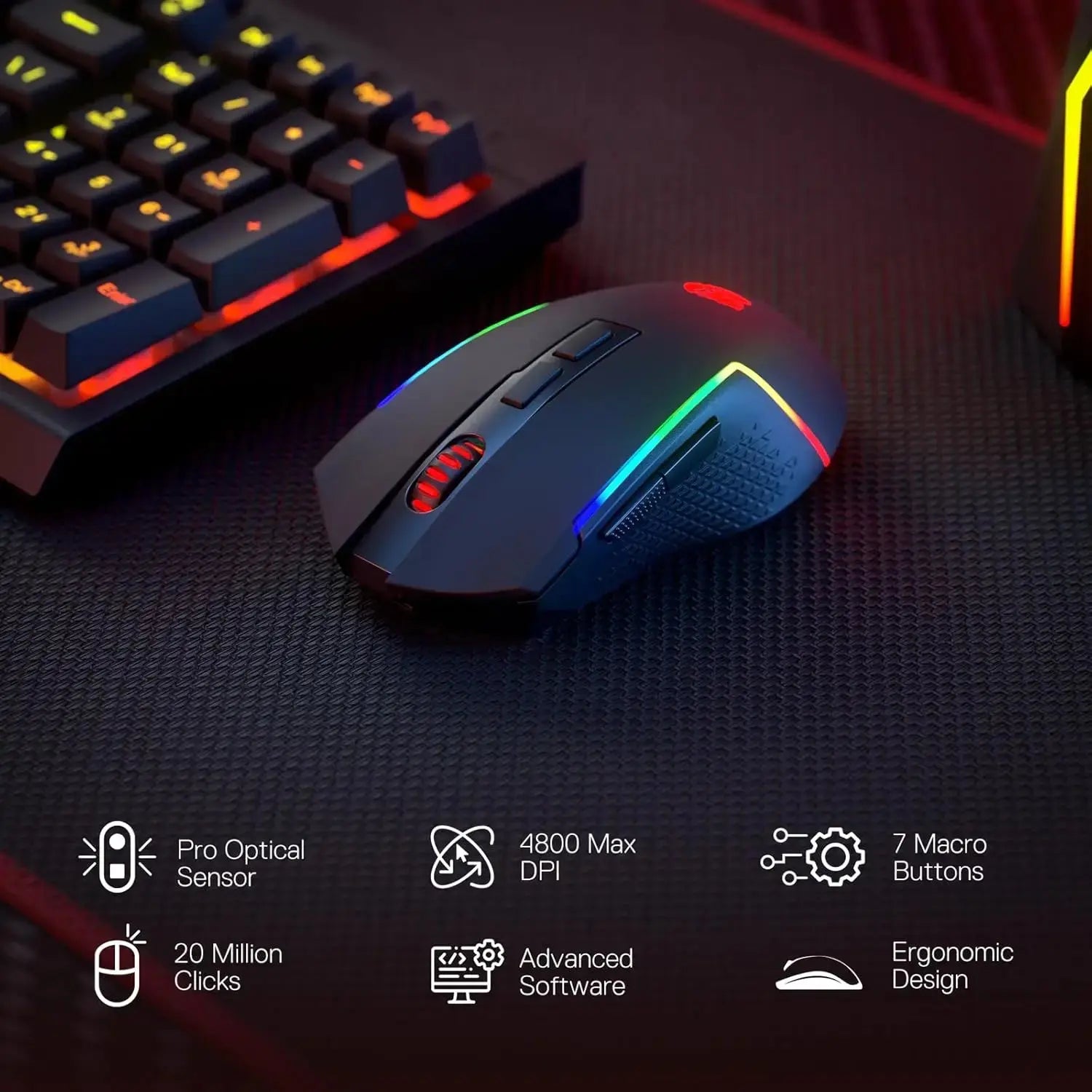 Combo Clavier Souris Gaming Redragon S142 – Sans Fil, RGB, 98 Touches, 5 DPI, Win & Mac TechVisio