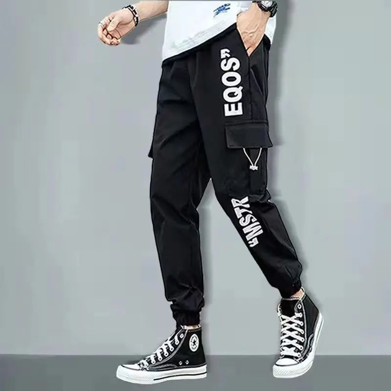 Classic Streetwear Casual Men Ribbons Harem Jogging Pants Male Slim Fit Spring Cargo Pants Multi-Pockets Women Trousers K94 TechVisio