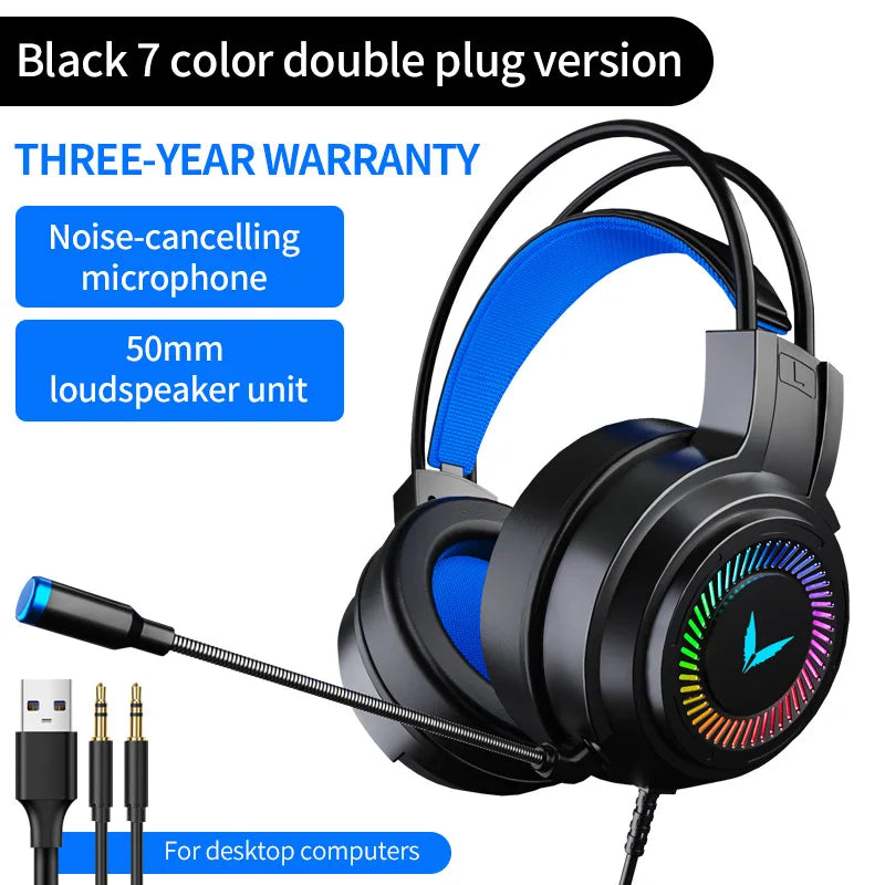 LEEDOAR G60 – Casque Gaming Surround 7.1 Micro 360° LED
