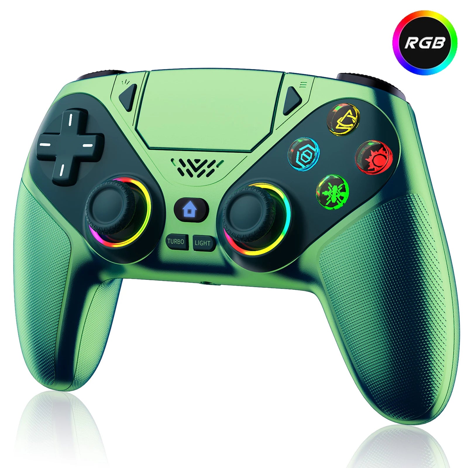 Gamromb kabelloser RGB PS5/PC-Controller – 6-Achsen-Gyroskop, Anti-Drift, Turbo, Makro