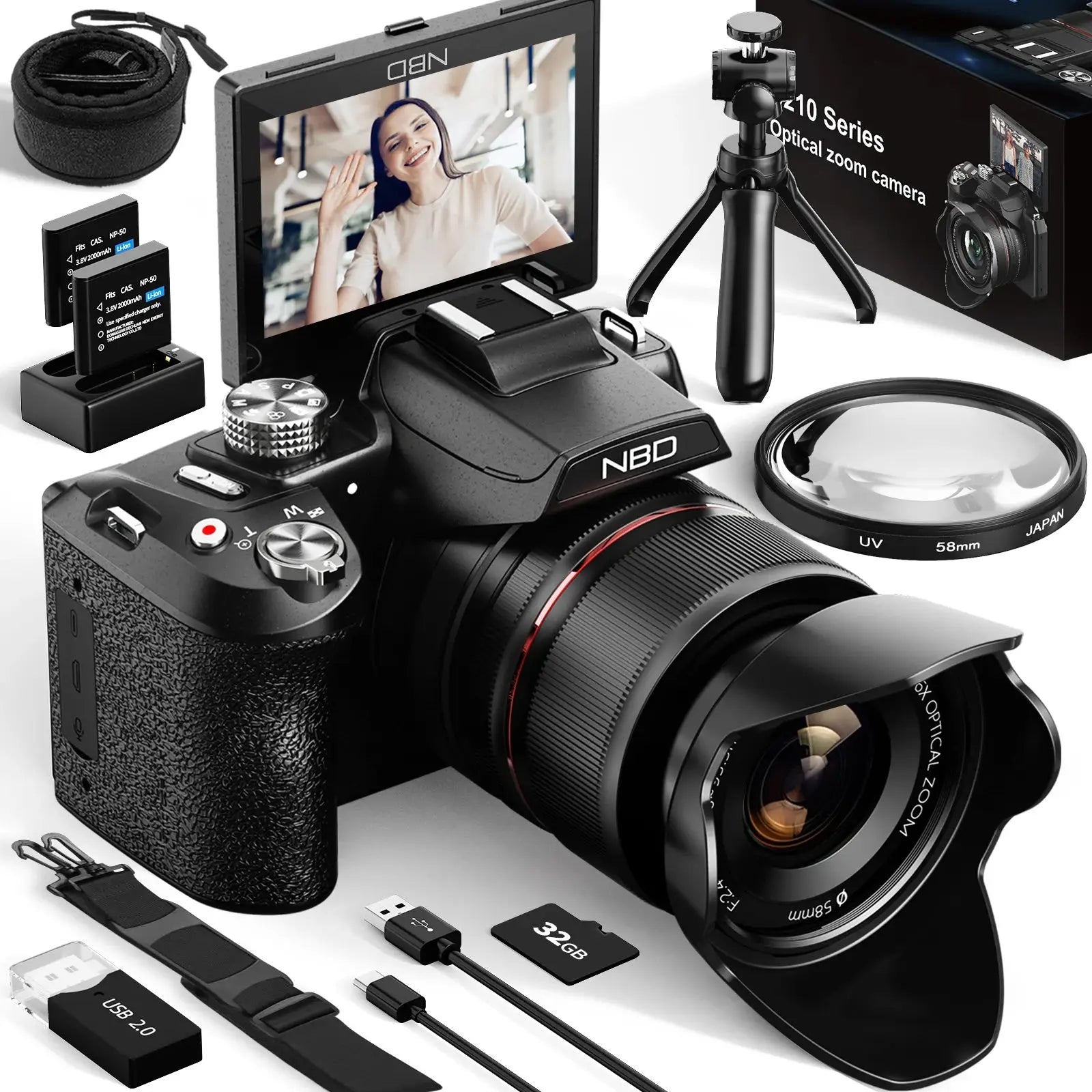 Appareil Photo NBD S210 Kit Complet – 64MP | 5K | Zoom 16x | Wi-Fi TechVisio