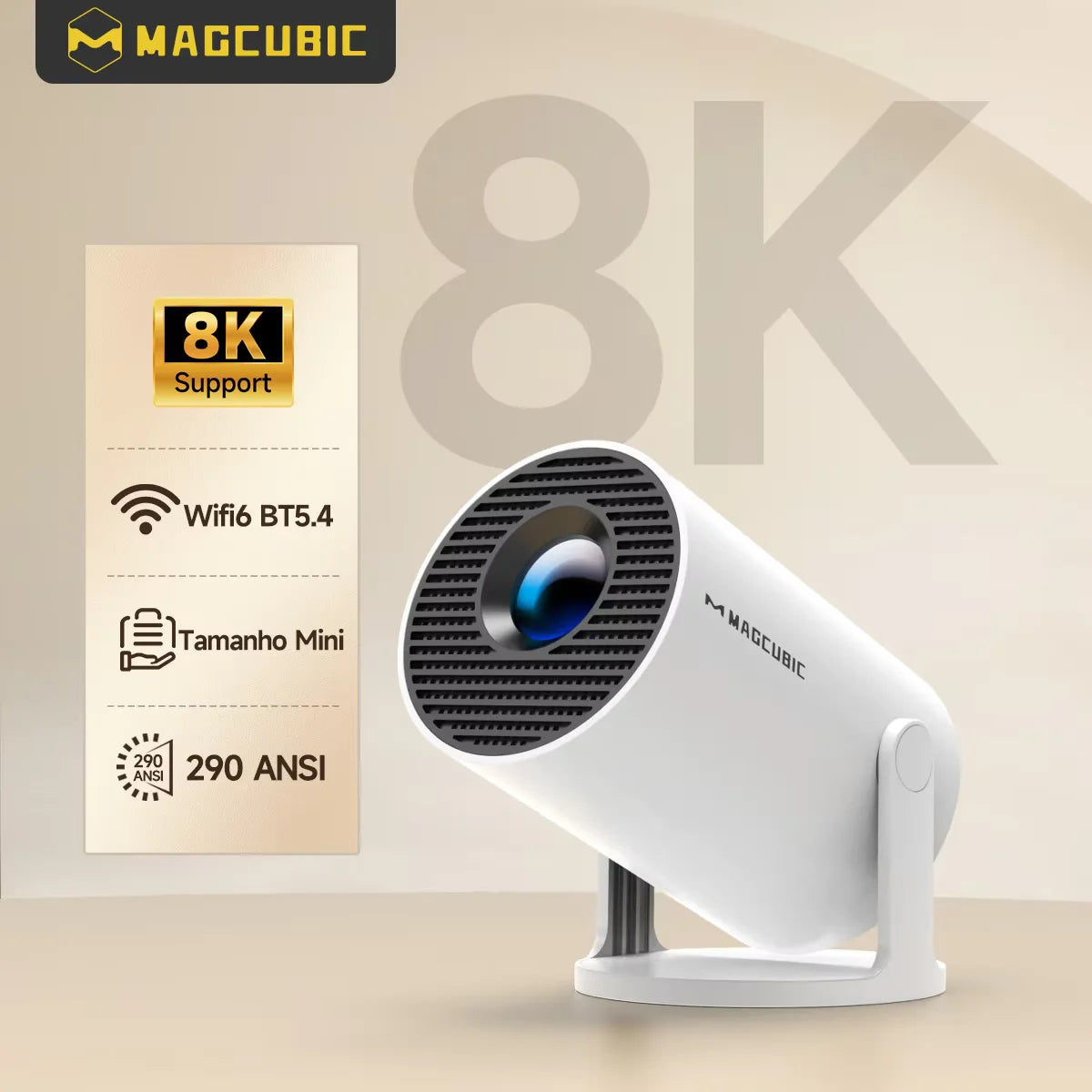 Magcubic HY300 Pro – Mini-Projektor Android 14 | Wi-Fi 6 | 200 Zoll | 290 ANSI