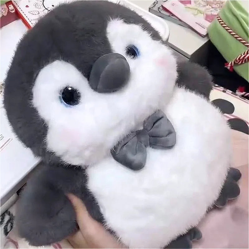 Peluche Pingouin Dodu Ultra-Doux – 25cm & 35cm, Blanc & Rouge