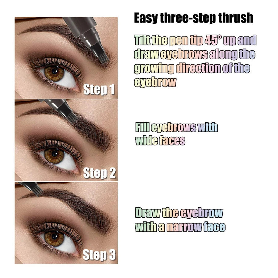 Waterproof Eyebrow Pen, Microblading Eyebrow Pencil With 4 Split Head, Natural Looking Brows Makeup ( 5 Colors) TechVisio