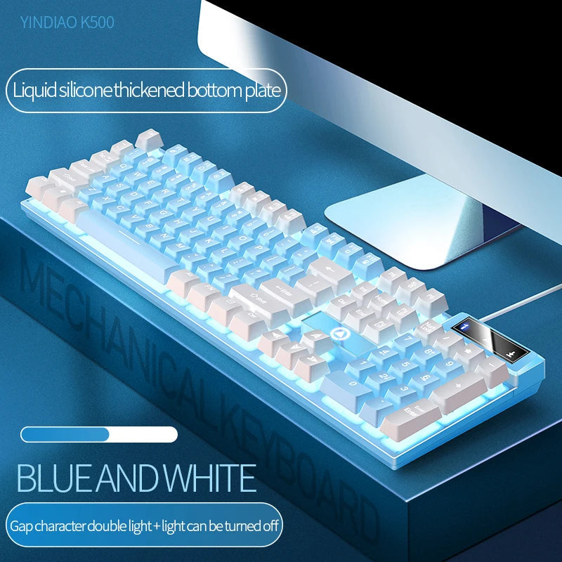 104 Keys Gaming Keyboard Wired Keyboard Color Matching Backlit Mechanical Feel Computer E-sports Peripherals for Desktop Laptop TechVisio