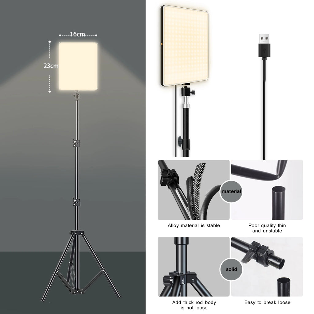 TechVisio LED Video Panel – Bi-Color 3300-5600K | Tripod | 1 or 2 Panels