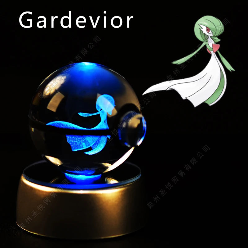 Boule de Cristal Pokémon 3D LED – 36 Personnages, Socle Lumineux, Cadeau