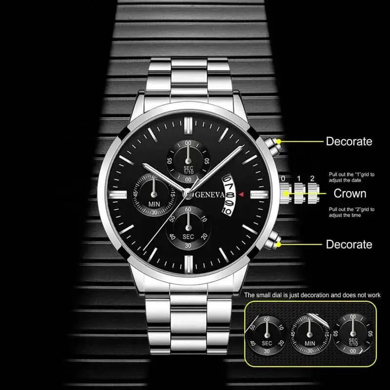 Montre Quartz Homme – Acier Inoxydable Style Fashion Luxe DEYROS