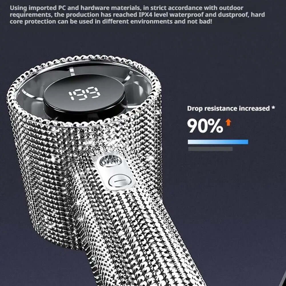 Ventilateur Portable 199 Vitesses Diamants Type-C – IPX4, Écran Digital TechVisio