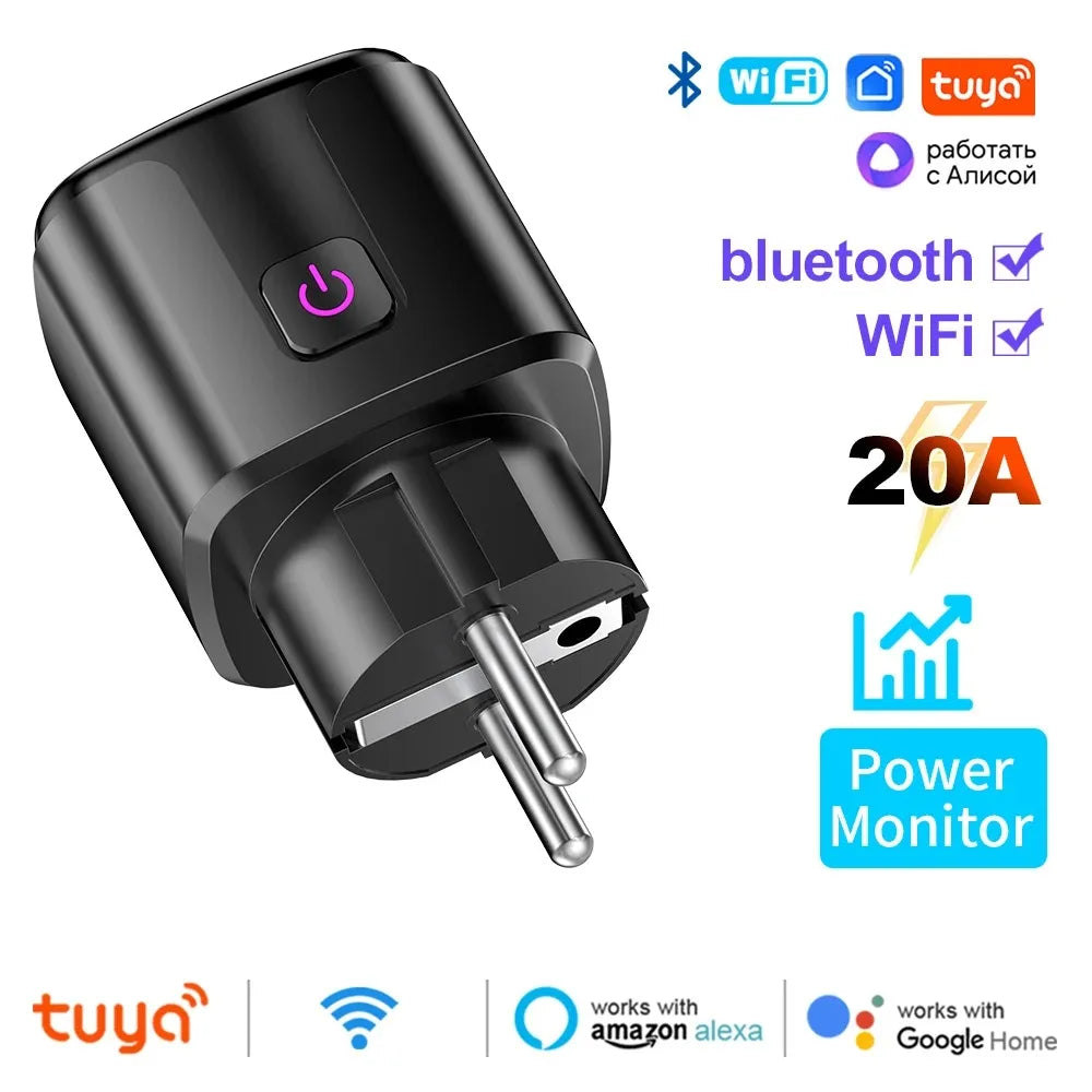 Tuya 20A WiFi+BT Smart Plug – 20A | Energy Monitoring | Alexa Google Home