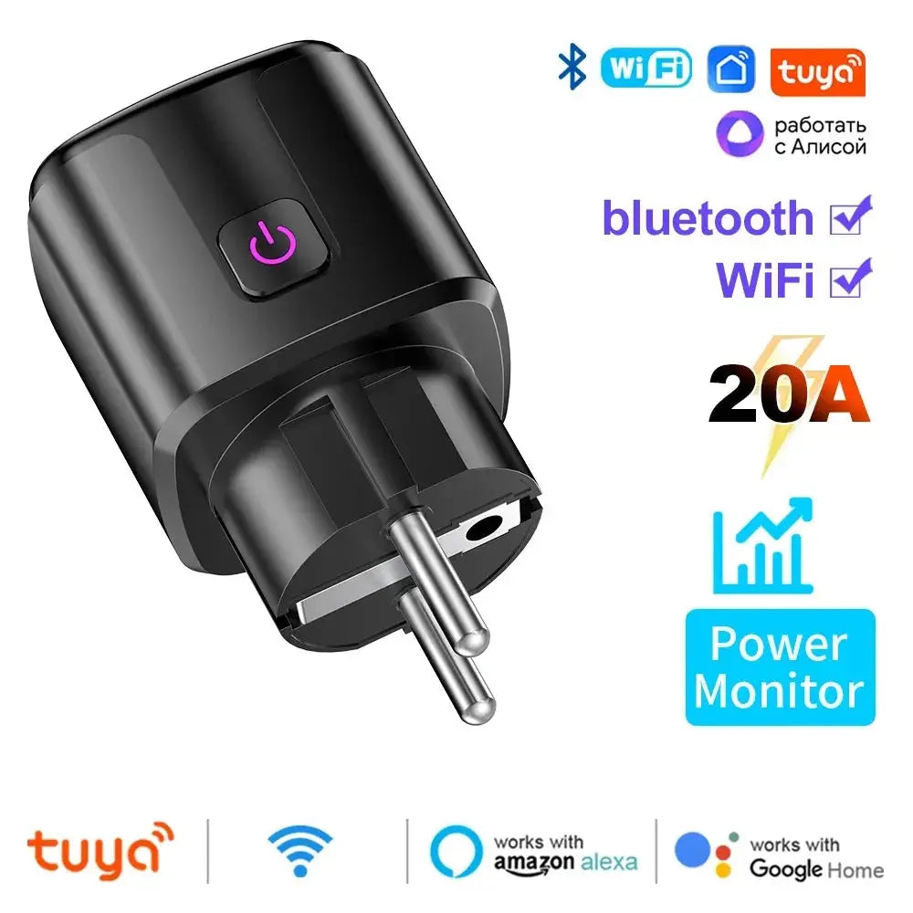 Prise Connectée Tuya 20A WiFi+BT – 20A | Suivi Conso | Alexa Google Home TechVisio