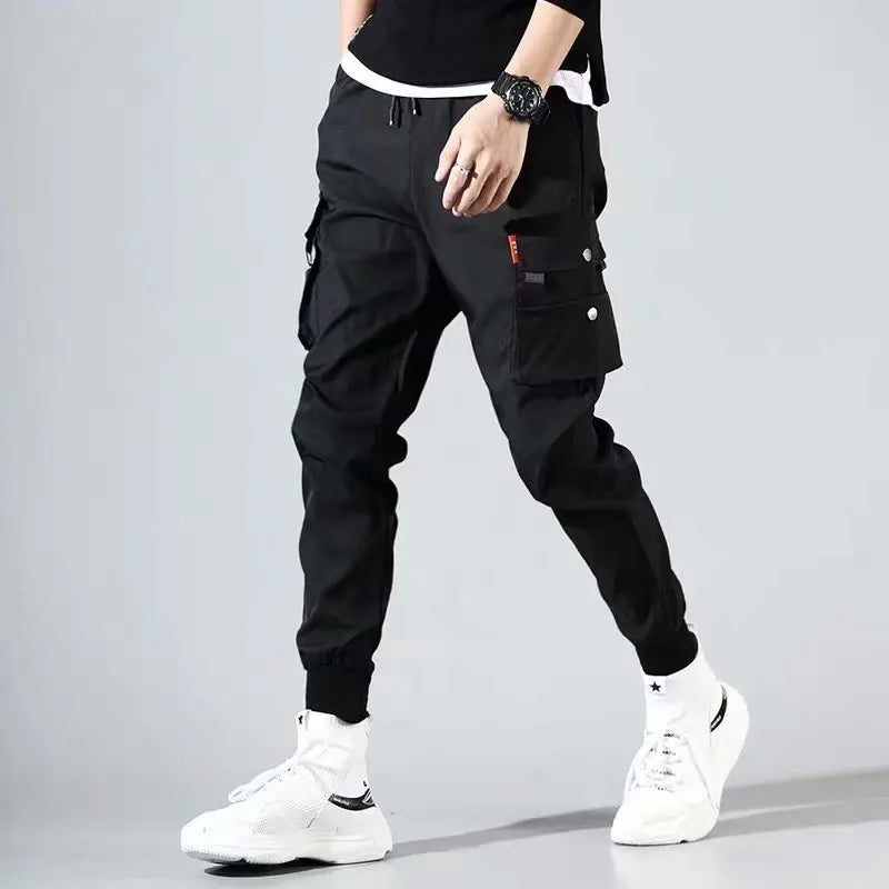 Classic Streetwear Casual Men Ribbons Harem Jogging Pants Male Slim Fit Spring Cargo Pants Multi-Pockets Women Trousers K94 TechVisio