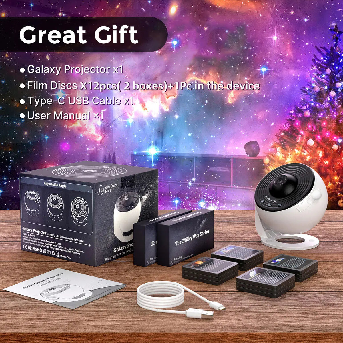 Mexllex – 13-in-1 Planetenprojektor HD 360° LED