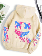 New autumn men's personalized smiling face print comfortable breathable hooded sweatshirt outdoor street fashion hooded sweatshi TechVisio
