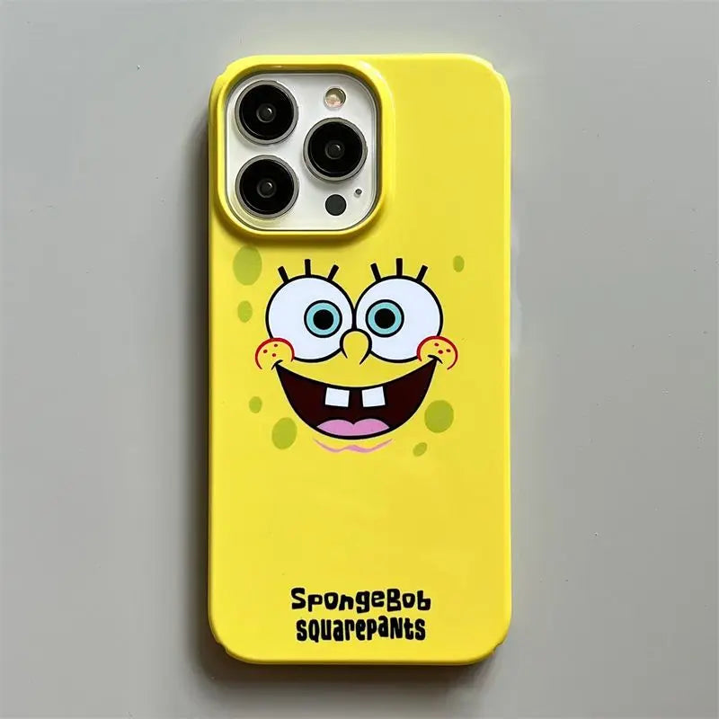 Anime SpongeBobs Cool Phone Case for iPhone 16 15 14 13 12 11 Pro Max XS XR XSMax 6 7 8 Plus Glossy HD Hard PC Cover TechVisio