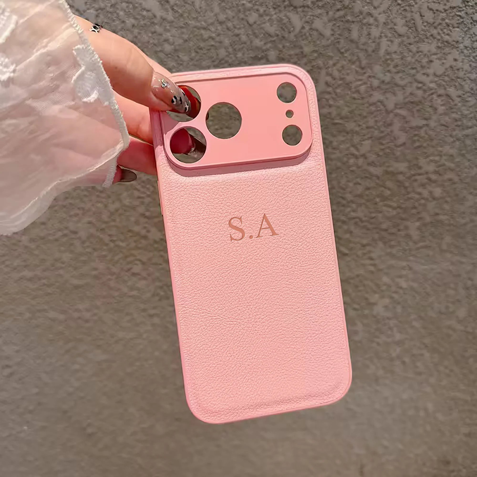 Personalized Luxury Customized Name 3D DIY Hot Engrave Faux Leather Phone Case For iPhone 17 16 15 14 13 Pro Max Plus Air TechVisio