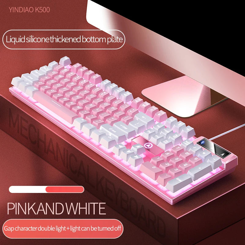 104 Keys Gaming Keyboard Wired Keyboard Color Matching Backlit Mechanical Feel Computer E-sports Peripherals for Desktop Laptop TechVisio