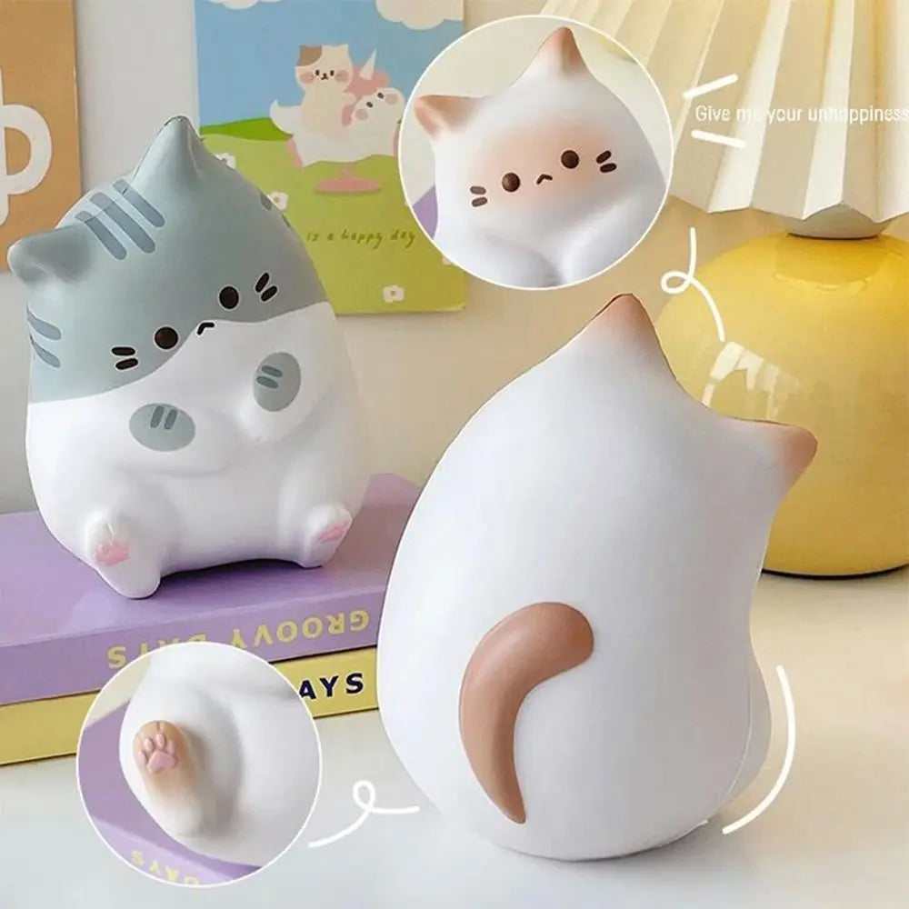 Squishy chat cartoon en PU – à mémoire de forme lente, anti-stress, 3 couleurs