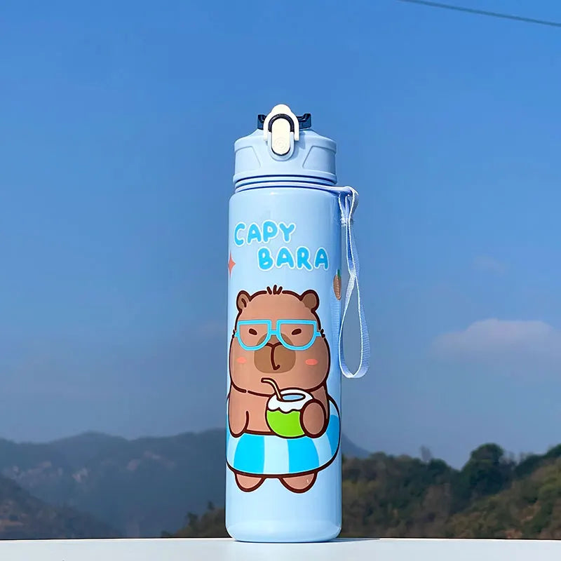 Gourde Capybara 750ml – Paille, Portable, Outdoor