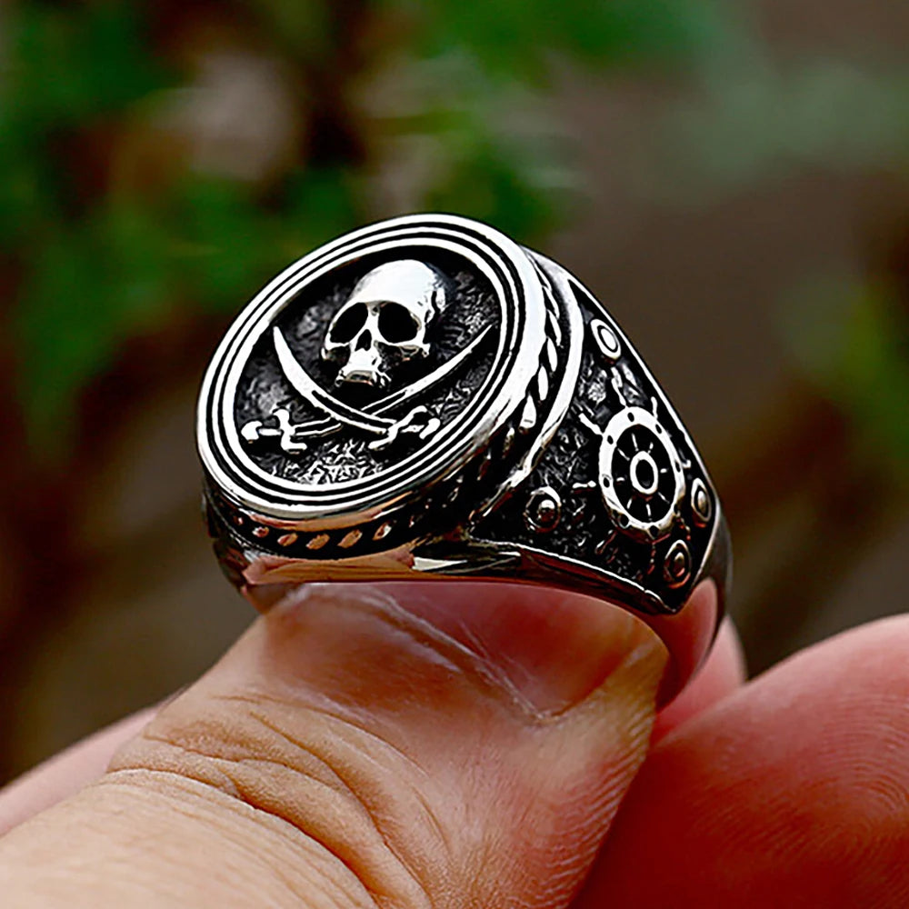 Bague Crâne Gothique Acier 316L – Style Punk Viking