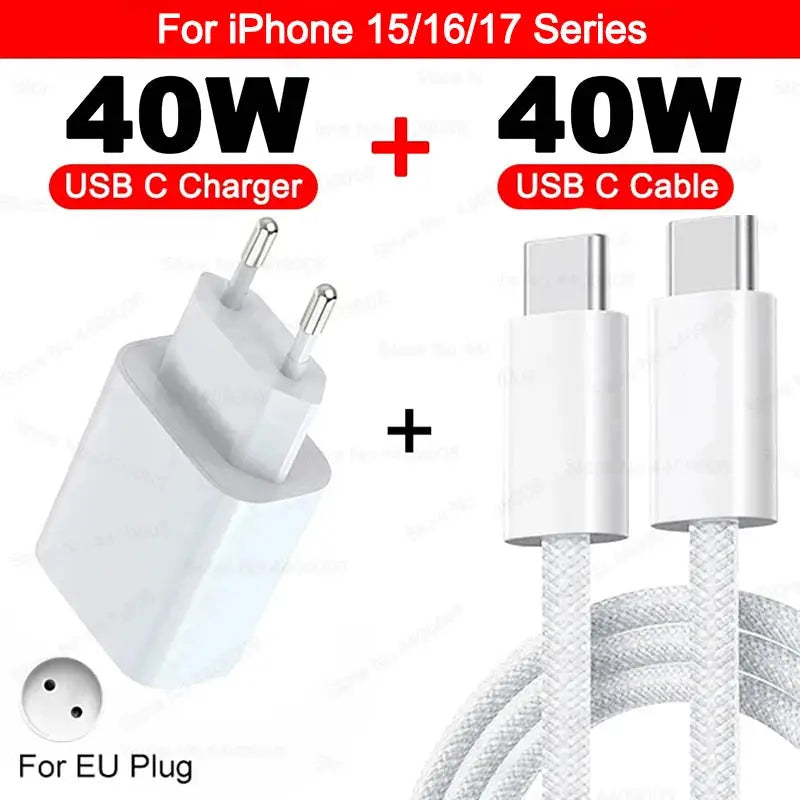 Chargeur iPhone 40W USB-C LUFFYBOY – Charge Rapide + Câble Inclus TechVisio