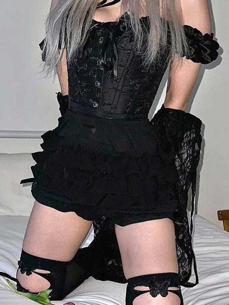 Hotsweet Shorts Women Aesthetic Y2k E-girl Cute Sweet Fairycore Grunge Lace Bow Patchwork High Waist Shorts TechVisio