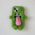 INS Couple Fur Monster Kiss Tongue Case For iPhone 17 16 15 14 13 12 Pro Max Korea Cute Cartoon Gift Anti-Drop Soft Back Cover TechVisio
