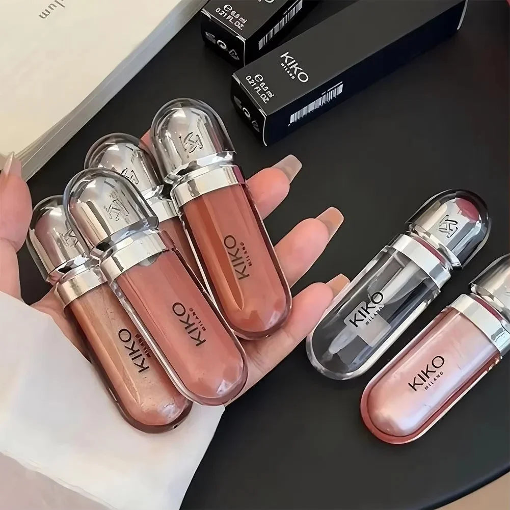 Original Kiko 3D Mirror Lip Glaze Waterproof Non Fading and Non Stick Cup Gentle Bean Paste Color Fine Shiny Point Charm Red TechVisio
