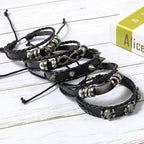 Set 5 Bracelets Punk Cuir Tressés TechVisio